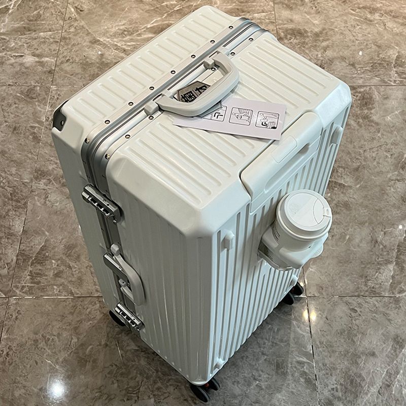 大容量旅行荷物アルミフレームスーツケースプルロッドケース 24/28/32 "カップホルダー付きトラベルケースコンビネーションボックス