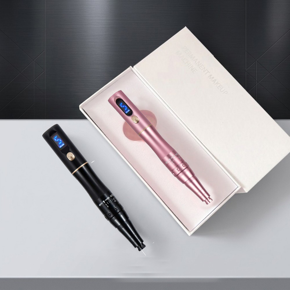 XIMN009 Black/Pink LED Digital Wireless Permanent Makeup Pen Tattoo Machine
