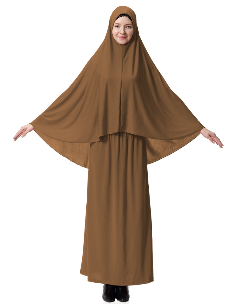 祈り衣服 2 点セット女性キマールアバヤロングヒジャーブスカートフルカバーイスラム服ブルカ Niqab ドレスラマダンイスラム教徒 2026