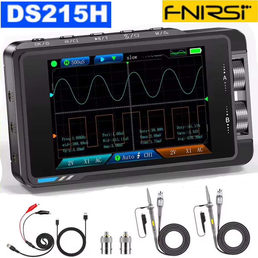 FNIRSI DS215H ハンドヘルド小型 Hd 画面デジタルオシロスコープ信号発生器 2IN1 デュアルチャンネル 50MHZ 自動オシロスコープツール