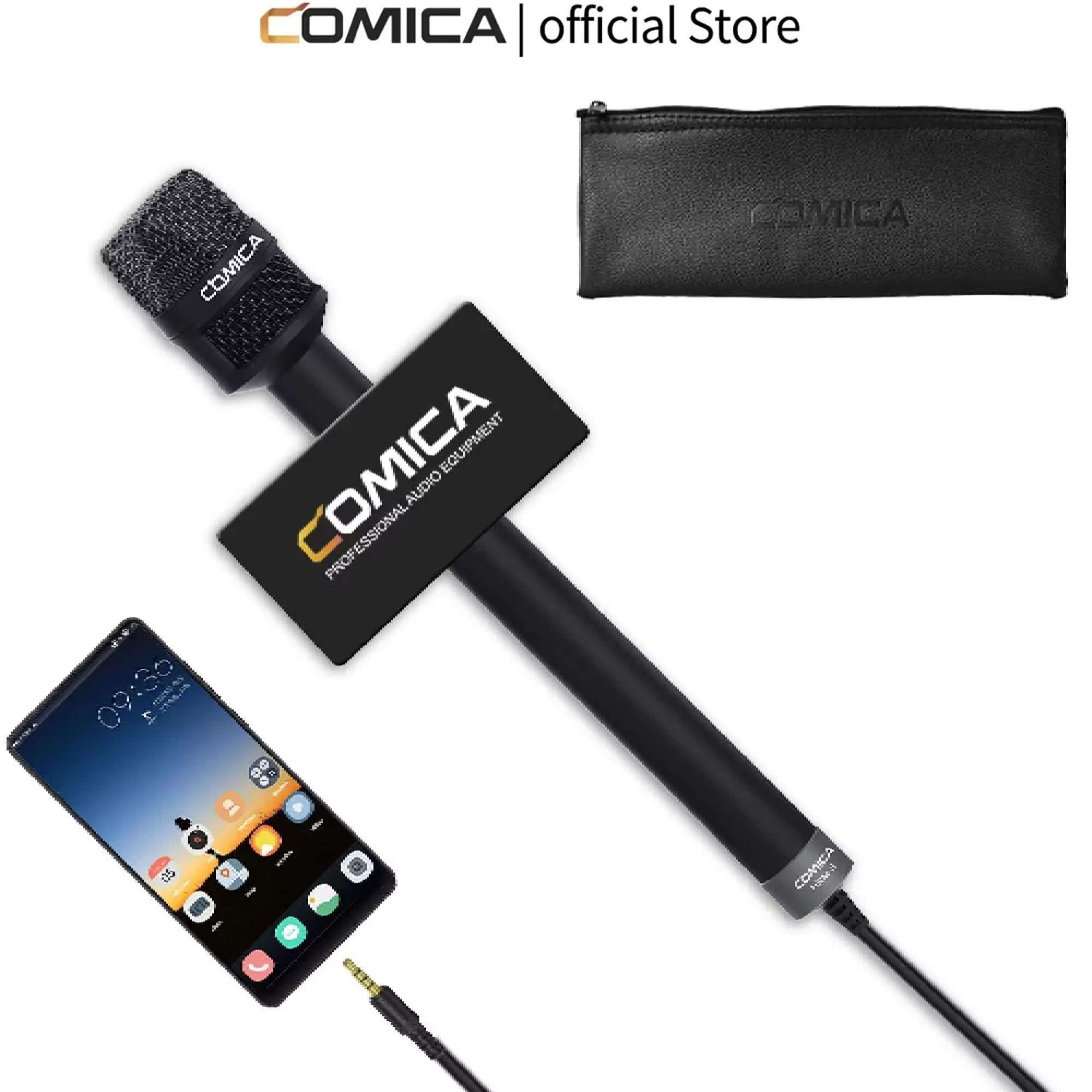 COMICA HRM-S ハンドヘルドインタビューマイク 3.5mm TRRS カーディオイドコンデンサーレポーターマイク 録音、スピーチ、ステージ、ボーカル用