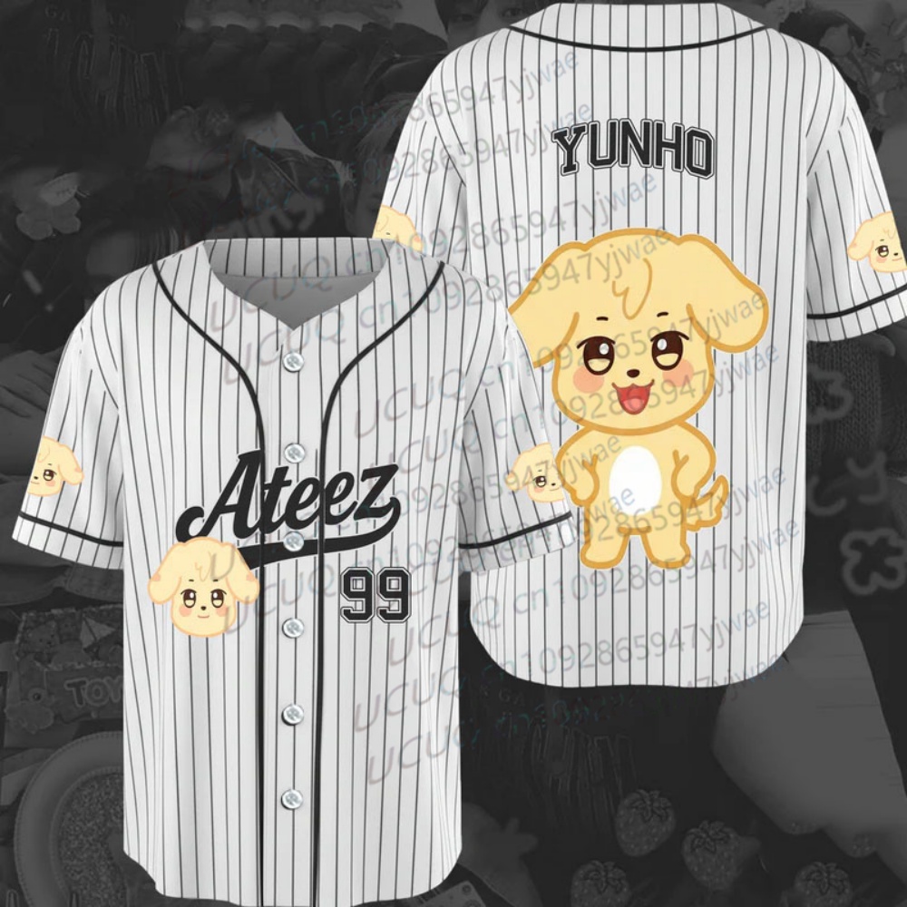 夏メンズレディースガールカジュアルスポーツ 3D プリントグラフィック Tシャツ Kpop ファン Ateez Aniteez キャラクター野球ジャージギフト