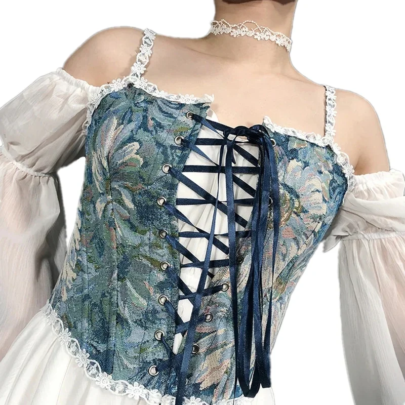 ファッションロリータシャツ女性タンクトップキャミソール原宿ヴィンテージ y2k コルセット女性服 Blusas セクシーな女性クロップトップ Camiseta Mujer