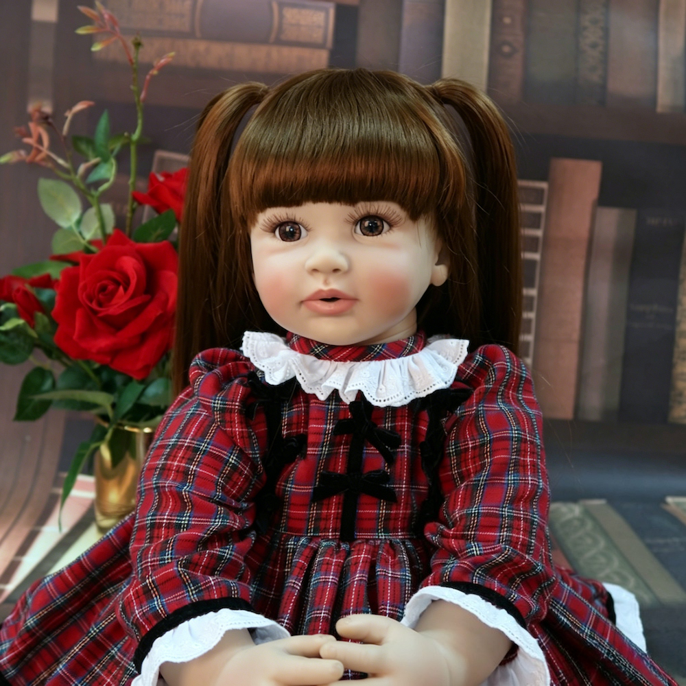 BZDOLL 60 センチメートル 24 インチリボーンドールソフトビニール手足、布ボディロングヘアプリンセス幼児女の子誕生日ギフト