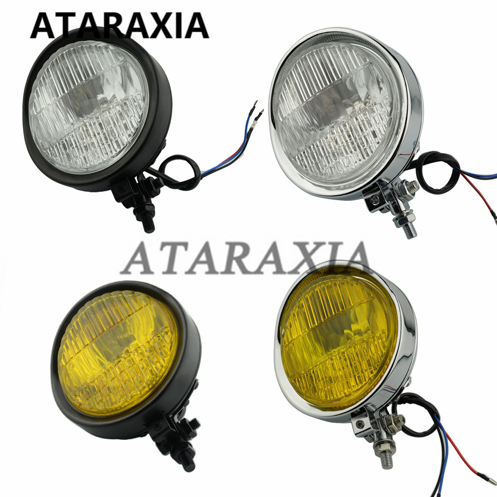 5.75"Motorcycle H4 Light bulb Headlight Headlamp Bottom Mount For HarleyCruiser Chopper Cafe Racer Bobber Custom Universal