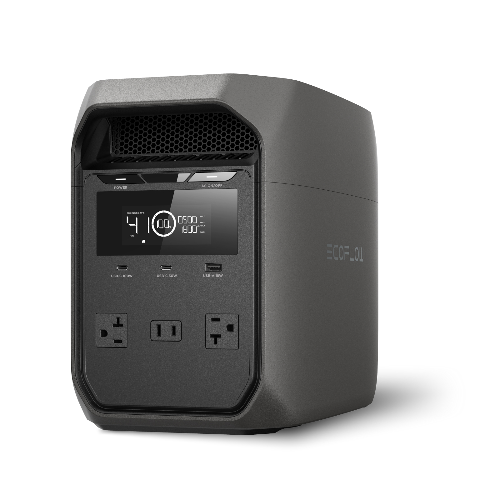 ECOFLOW ソーラー発電機 DELTA 3 クラシック ダーク 1000、1024Wh LiFePO4 バッテリー ポータブル パワー ステーション、1800W AC/100W USB-