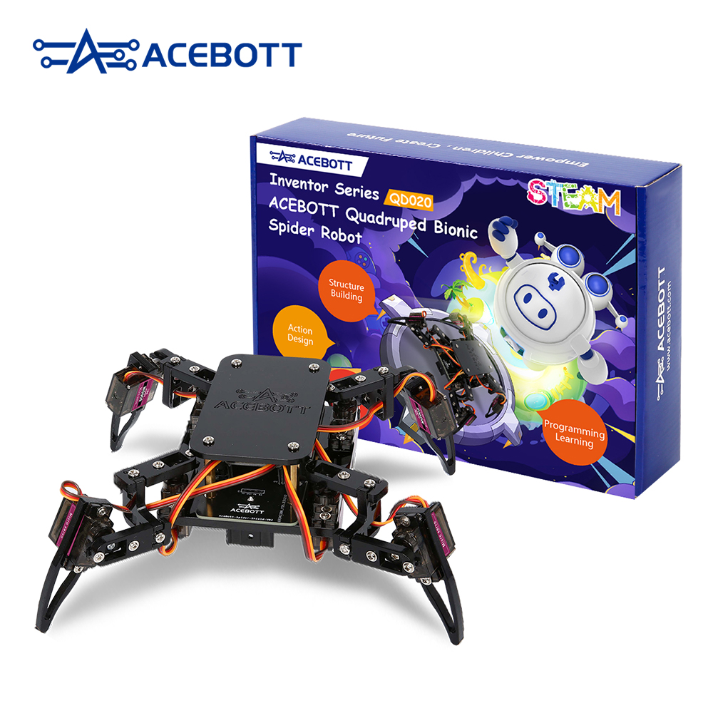 ACEBOTT ESP8266 バイオニック四足スパイダー ロボット キット アプリ リモート コントロール ウォーキング クロール STEM ロボティクス プロジェクト Arduino ESP32 用