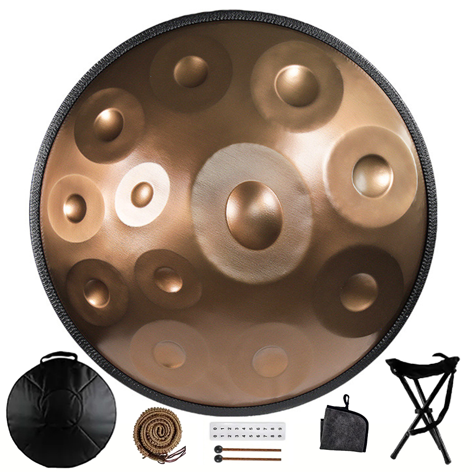 440/432Hz 22 インチハンドパンドラム D マイナークルド 9/10/12 ノートスチールハンドドラムプロフェッショナルパフォーマンスギフトバックパックとスタンド