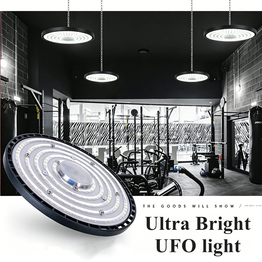 超高輝度 UFO LED ハイベイライト IP65 防水 AC220V 100W 150W 200W 6000K 倉庫ガレージ工場産業照明用