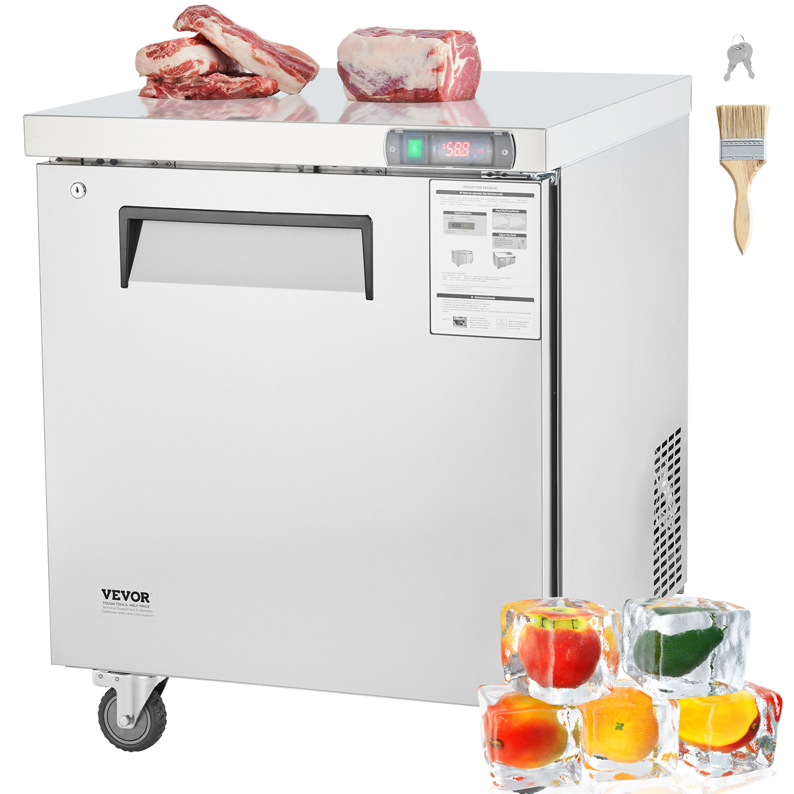 SucceBuy 業務用冷凍冷蔵庫サンドイッチサラダ準備テーブル 7.4Cu.Ft 食品準備フロストフリー冷蔵庫 レストラン用