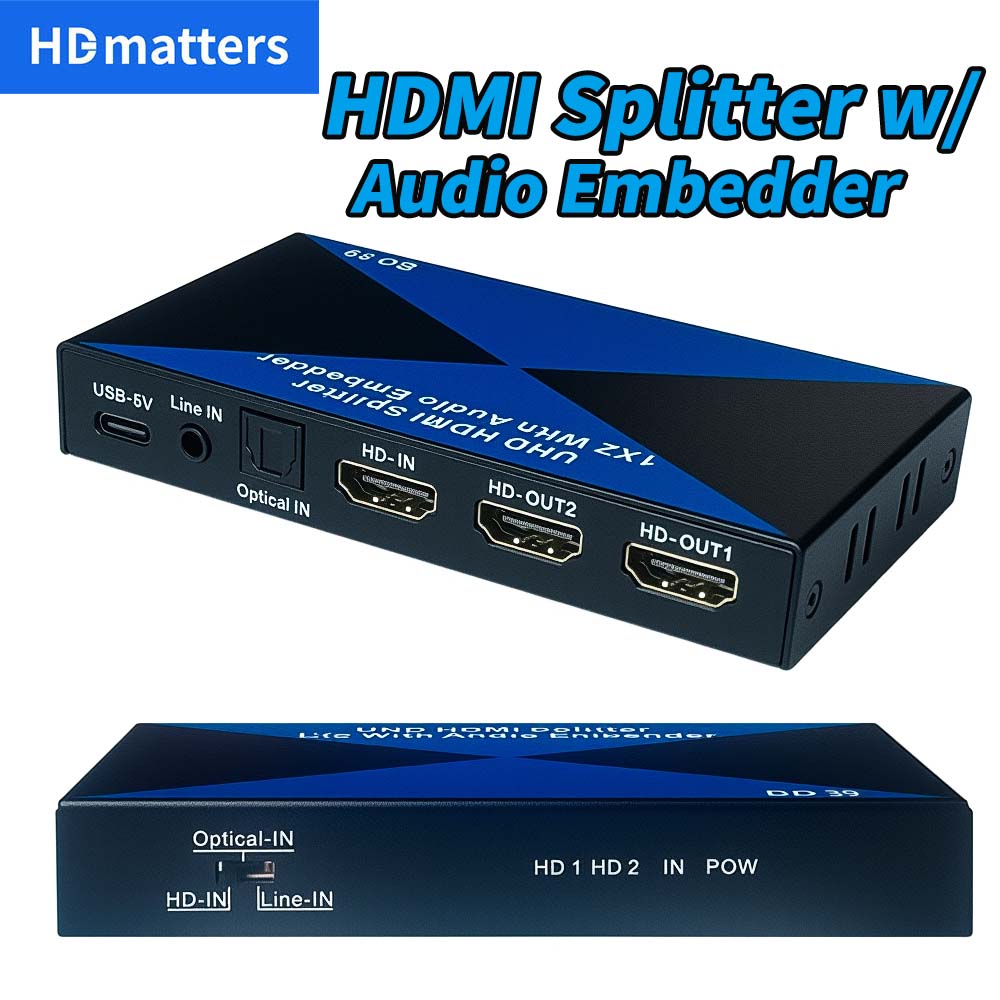スプリッター HDMI オーディオ エンベッダー インサーター 4K 60Hz HDMI 2.0 オーディオ ミキサー 2 ポート HDMI スプリッター オーディオ エンベッダー付き ミキサー エンベッダー