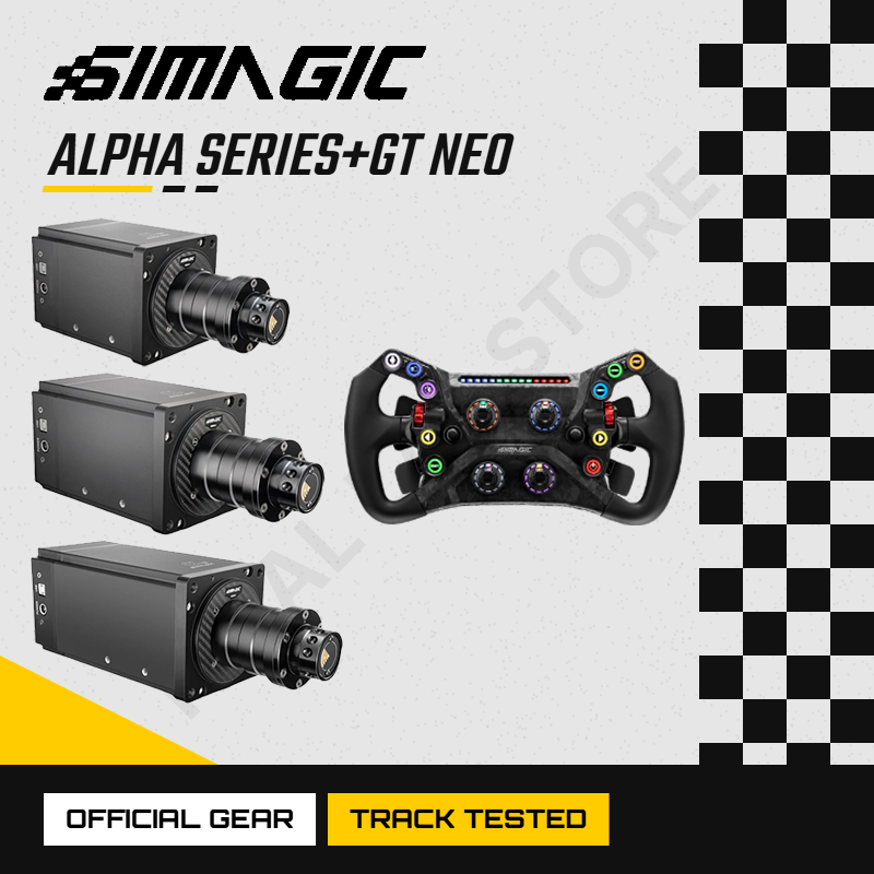 Simagic Alpha シリーズ ホイールベースと GT NEO GT NEO ステアリングホイール 300mm カーボンファイバー PC Sim Racing ダイレクトドライブ磁気シフター