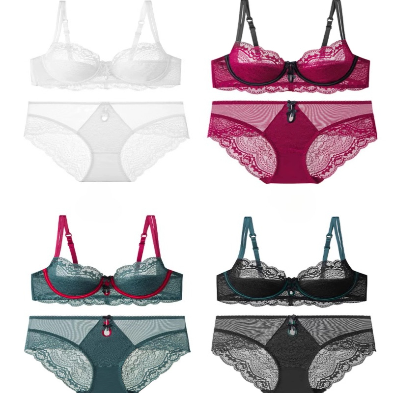 Plus Size Minimizer Bra Set DE Cup Large Bust Thin Cup Soft Underwire Anti Sagging No Show Breathable Daily Lingerie Underwear