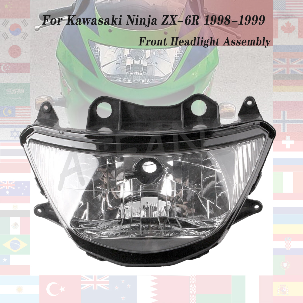 カワサキニンジャ ZX-6R 1998-1999 ZX600 ZX6R ZX 6R 98 99 ZX 600 オートバイフロントヘッドライトヘッドランプヘッドランプライトアセンブリ