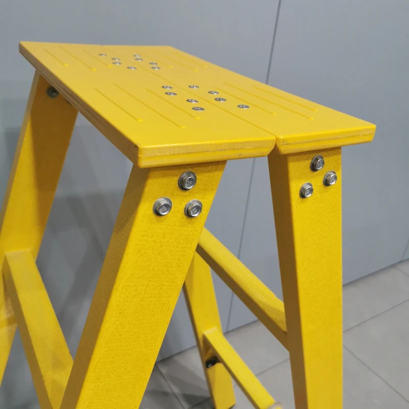 Factory Direct High Safety Yellow FRP Double-Sided Agility Folding Ladder High Voltage Fiberglass Roll Out Ladder