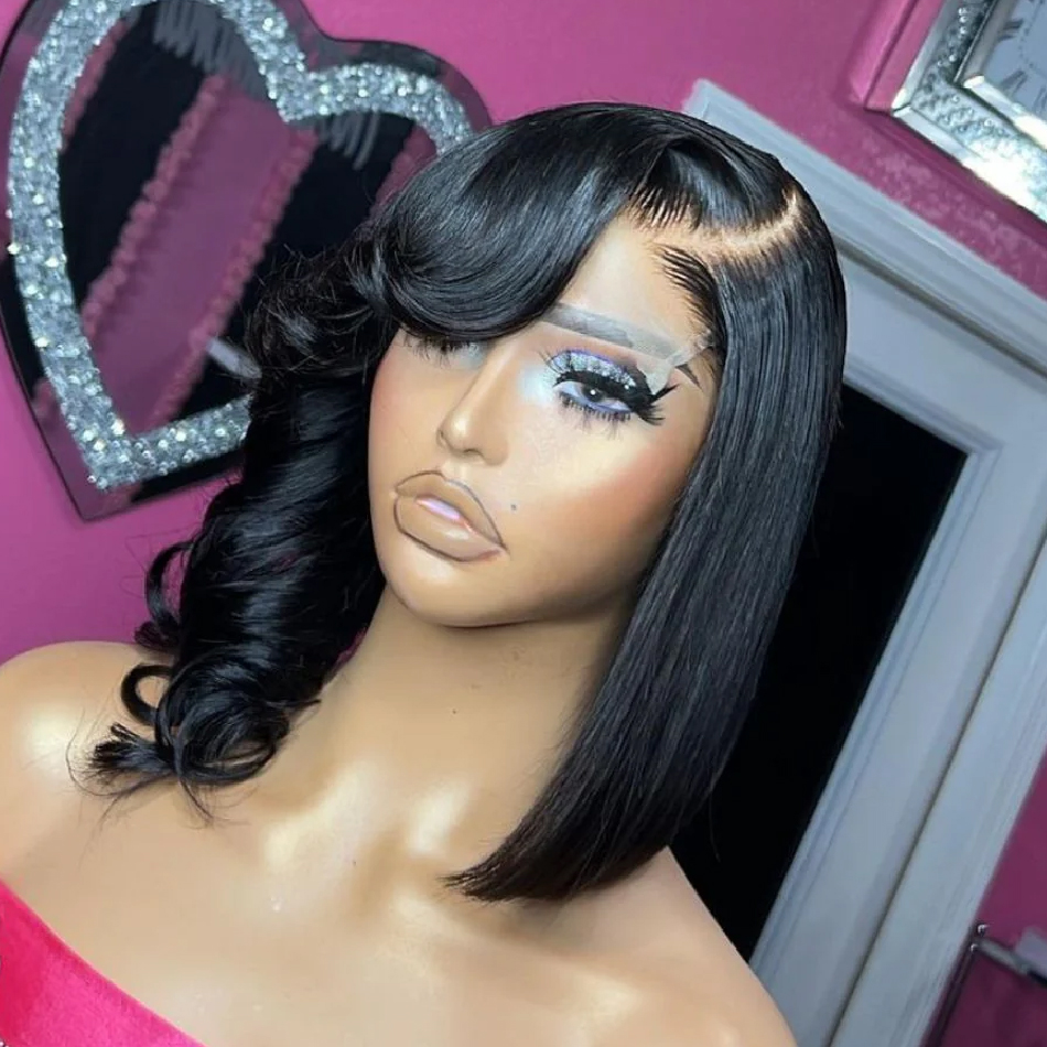 13x4 HD Transparent Lace Front Wigs Pre Plucked 250 Density Brazilian Straight Human hair Wigs for Women Trendy Layered Cut Wavy