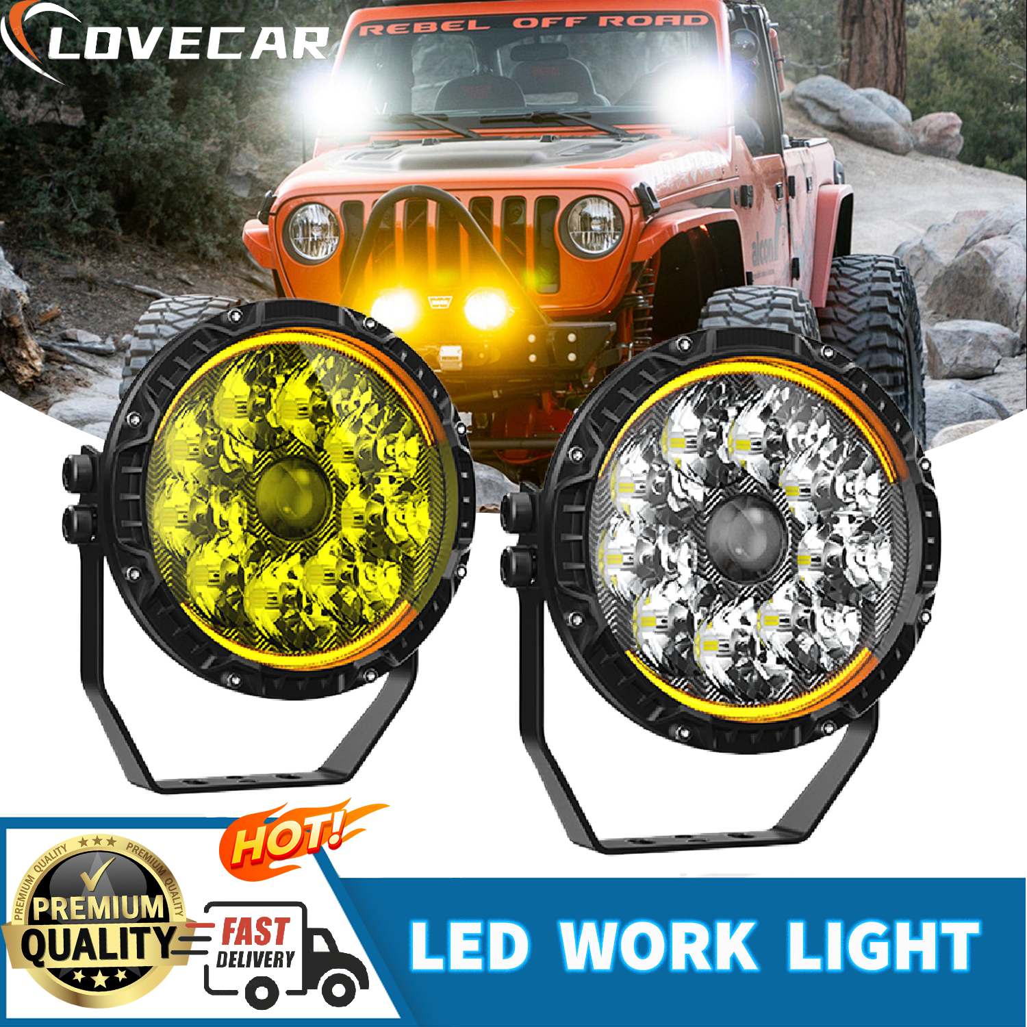 5インチ LED ワークライト パワースポットライト フォグドライビングライト 4x4 オフロードライト 作業運転ボート ATV UTV ジープ オートバイ SUV トラックランプ