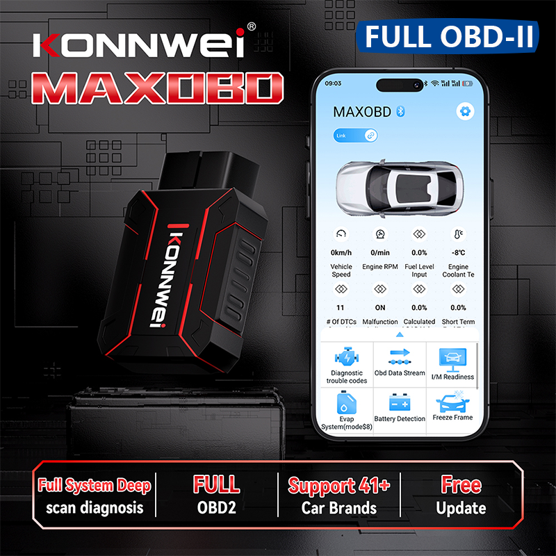 2026 KONNWEI MAXOBD 車故障診断ツール I/M 情報表示多機能モバイル Bluetooth 車 OBD 診断ツール