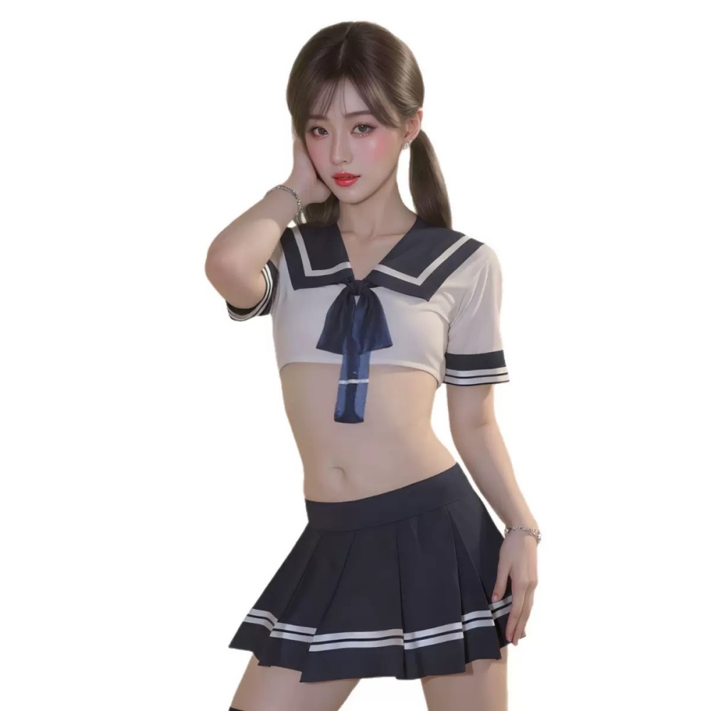 女性のセクシーな女子高生の衣装コスプレベビードールセクシーなランジェリーサスペンダーチェック柄スカートセット学生制服パーティークラブ衣装
