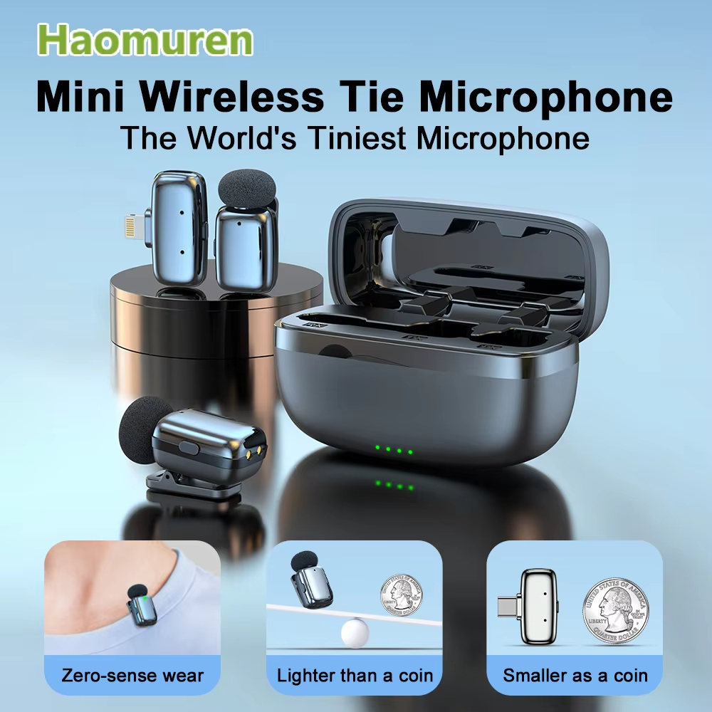 Haomuren ワイヤレスラペルマイク ワイヤレス Bluetooth マイク iPhone iPad Android Type-C ビデオ録画 ライブブロードキャスト用