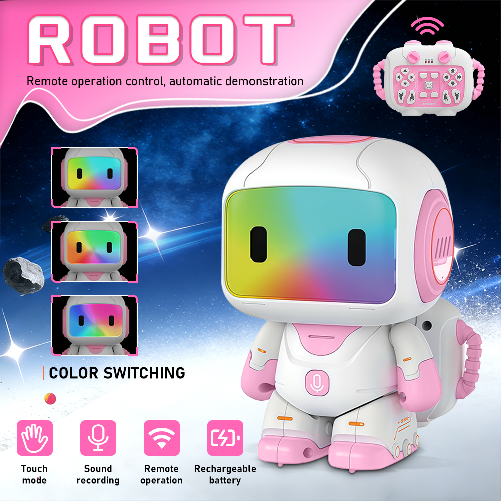 スマートインタラクティブロボットおもちゃ プログラム可能なリモコンロボット 充電式バッテリー付き 3歳の子供向け誕生日プレゼント