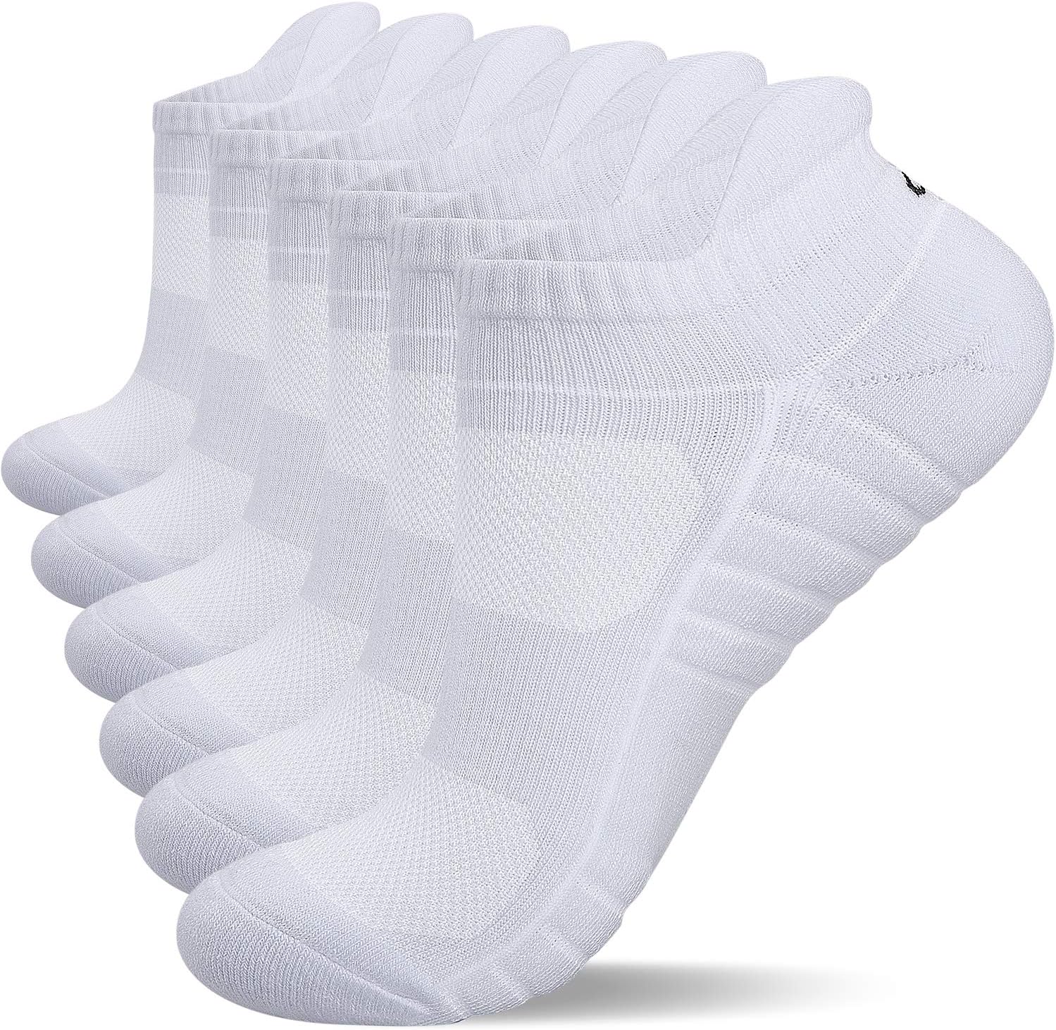 Athletic Running Ankle Socks Low Cut Cushioned Anti-Blister Tab for Men and Women 6 Pairs