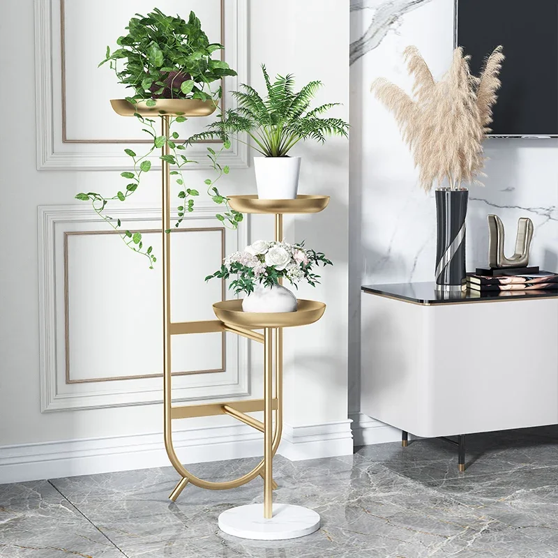 モダンライト高級多層鉄製植物スタンド床植木鉢ラックバルコニーリビングルーム装飾ブラケット