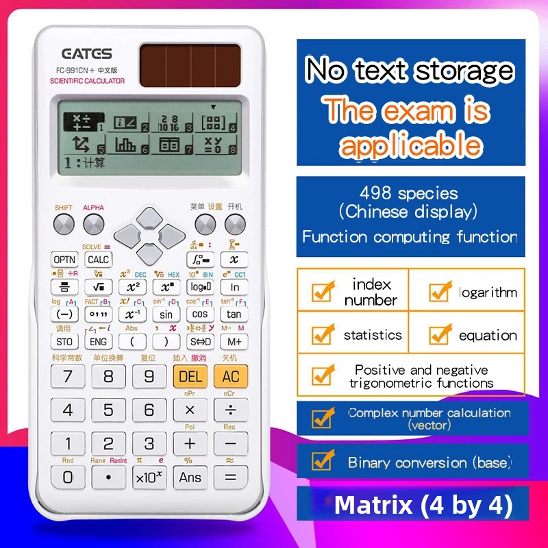 プロフェッショナルデュアル電源関数電卓 LCD メモ帳 498 機能付き学生向けポータブルアップグレード
