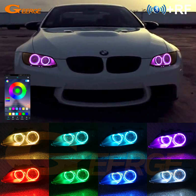 BMW 3 シリーズ E90 E91 E92 E93 RF リモート Bluetooth 互換アプリ超高輝度マルチカラー RGB Led エンジェルアイズキットハローリング