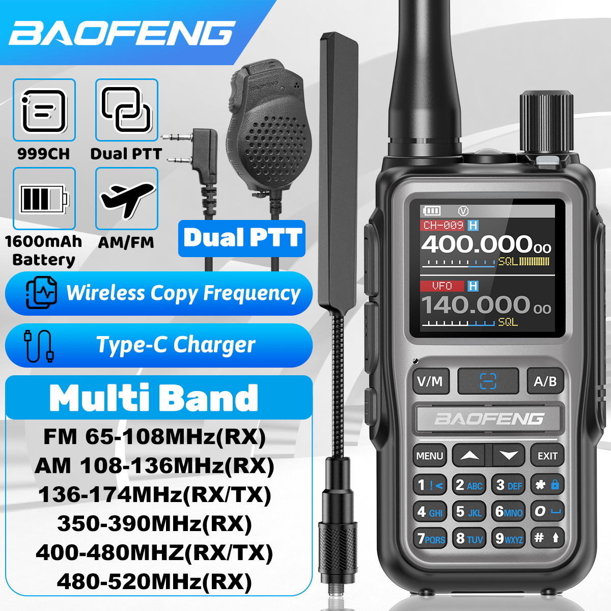 BAOFENG UV 5R ミニトランシーバーデュアル PTT Bluetooth プログラミングワイヤレスコピー周波数 AM FM 長距離小型アマチュア無線