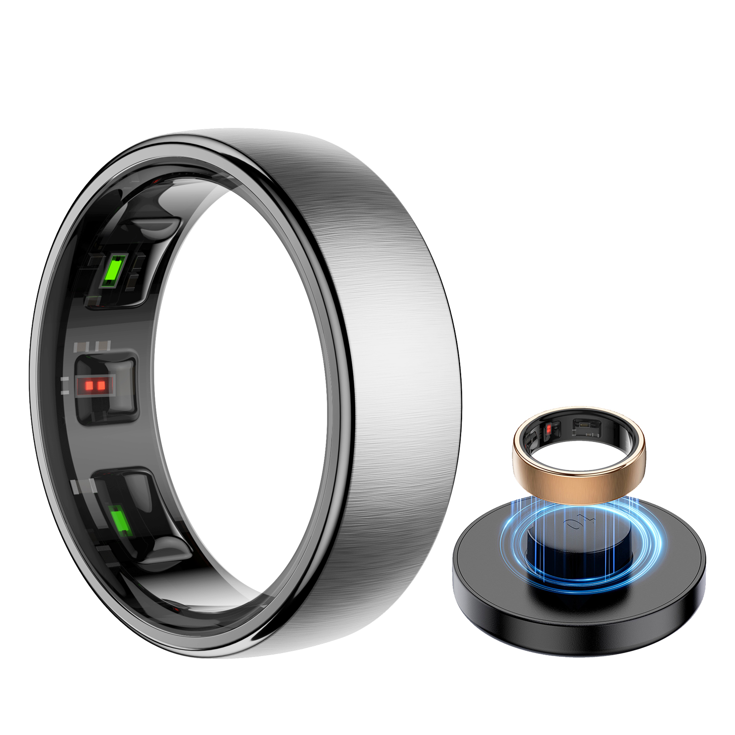 Uhoofit R10 スマートリング 充電ドック付き 男性 女性 健康 睡眠 心拍数モニタリング IP68