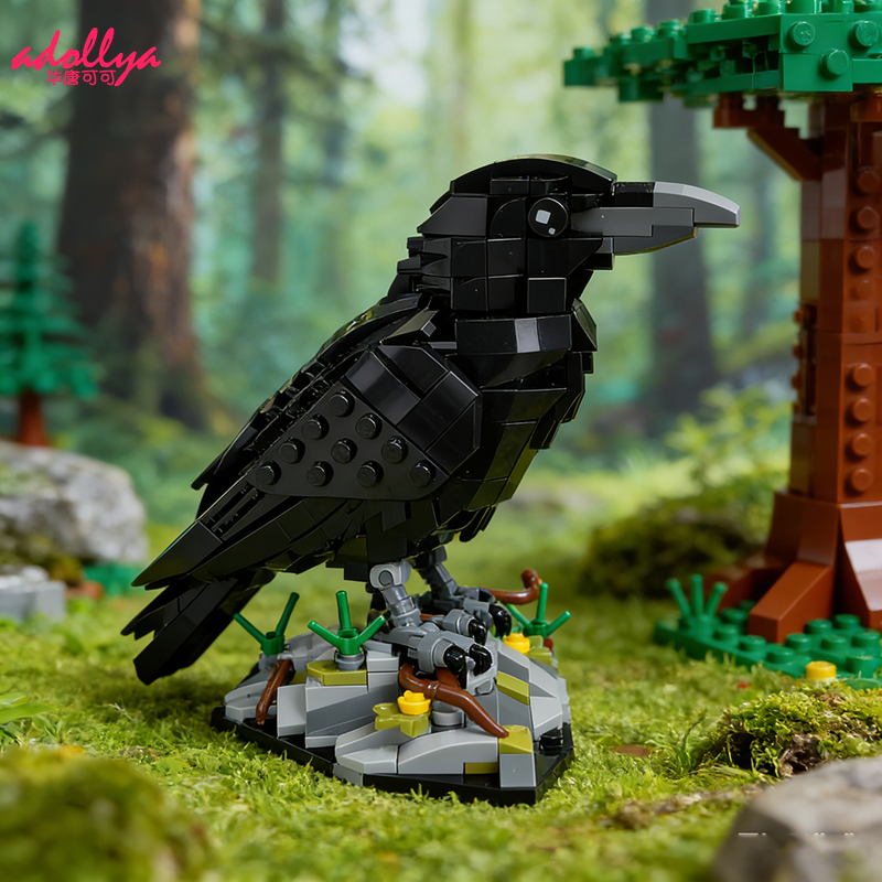 Adollya MOC アイデア賢いレイヴン黒い鳥動物家の装飾 359 個レンガモデルビルディングブロックキットおもちゃギフトおもちゃ