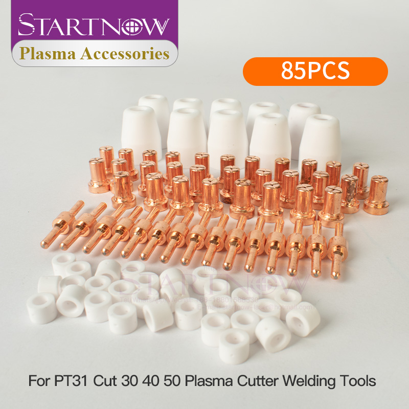 Startnow 85/65 個 PT31 LG40 プラズマトーチ消耗品キット PT-31 切断ノズルシールド電極シャント CUT40 HYC45D PLC50D CUT50