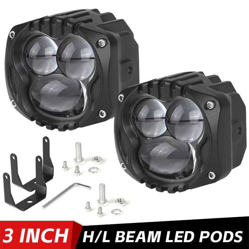 3 インチ LED ワークライト Offraod 4 × 4 ドライビングライト Sqaure ポッドレンズ高低ビームフォグライトジープ Lada Niva SUV ATV UTV 12V 24V