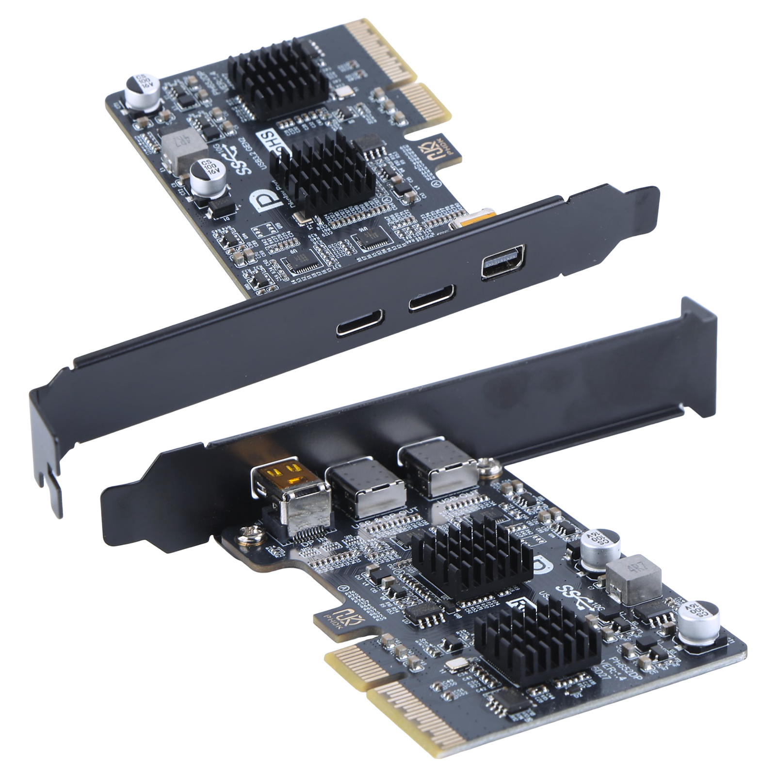 Type-C拡張カード ASM3142コントローラー デュアルUSB-Cポートドッキングステーション TYPE-Cポートモニタードックアダプターカード（デスクトップ用）