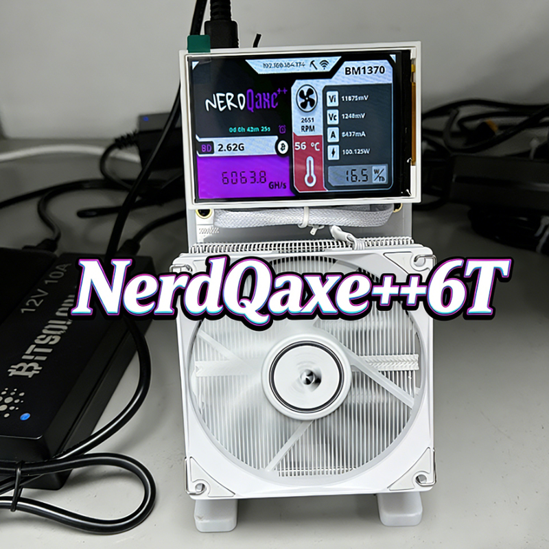 大画面 Bitcion マイナー NerdQaxe ハイドロ Rev 6.1 6TH/s 100 ワット REV6 BTC マイニングマシン BM1370 チップ Sha-256 アルゴリズム電源