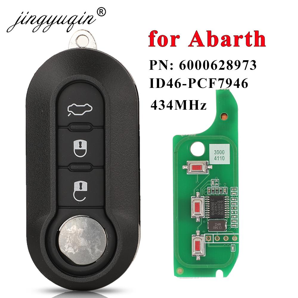 Jingyuqin 2/3 ボタン 434Mhz ID46 車のリモートキーアバルト 500 595 500 124 695 5CC デルファイ/マレリ 71752289 6000628973