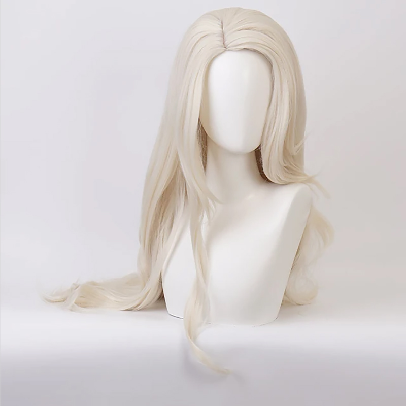 HAIRJOY 人工毛女性ロング中間部カーリーブロンドエルザコスプレウィッグ耐熱ファイバー