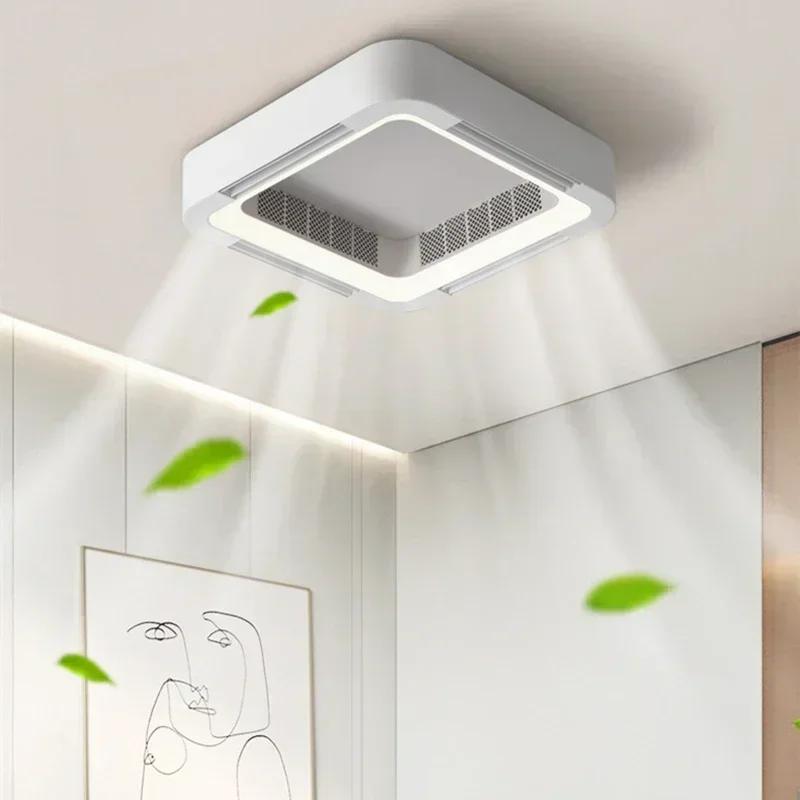 現代的な環境に優しいブレードレスシーリングファンランプ、LEDライト付き、寝室、リビングルーム、オフィス白目保護用