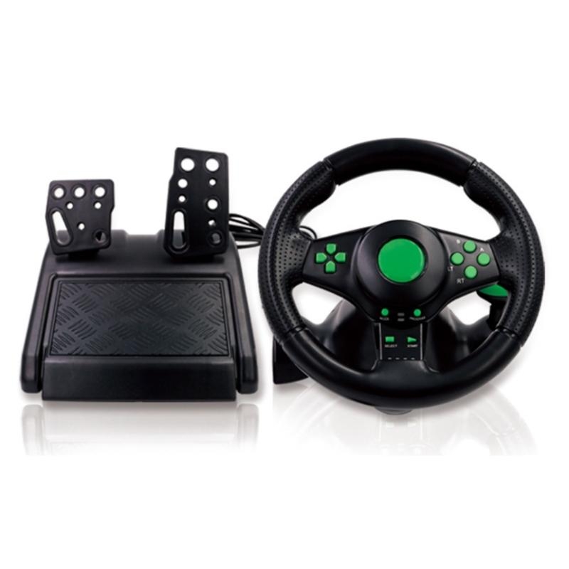 4 in 1 ゲームステアリングホイールペダル付き 180 度回転振動 USB 車のステアリングホイール XB360//P2/PC 用
