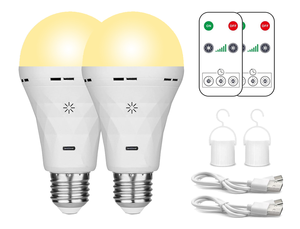 USB LED電球、E27充電式電球、緊急電球、タイマー付き調光可能、壁用ワイヤレス燭台、（2パック）