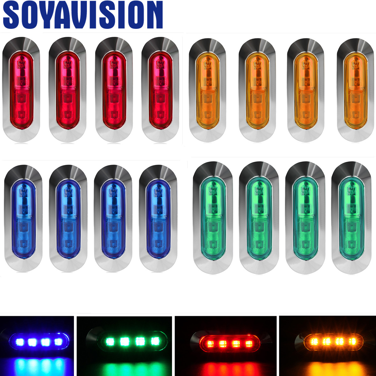 4 LED 12 V-24 V サイド マーカー ライト フロント リア クリアランス インジケーター ランプ トラック トレーラー RV バス バン キャラバン マリン ボート トランサム用