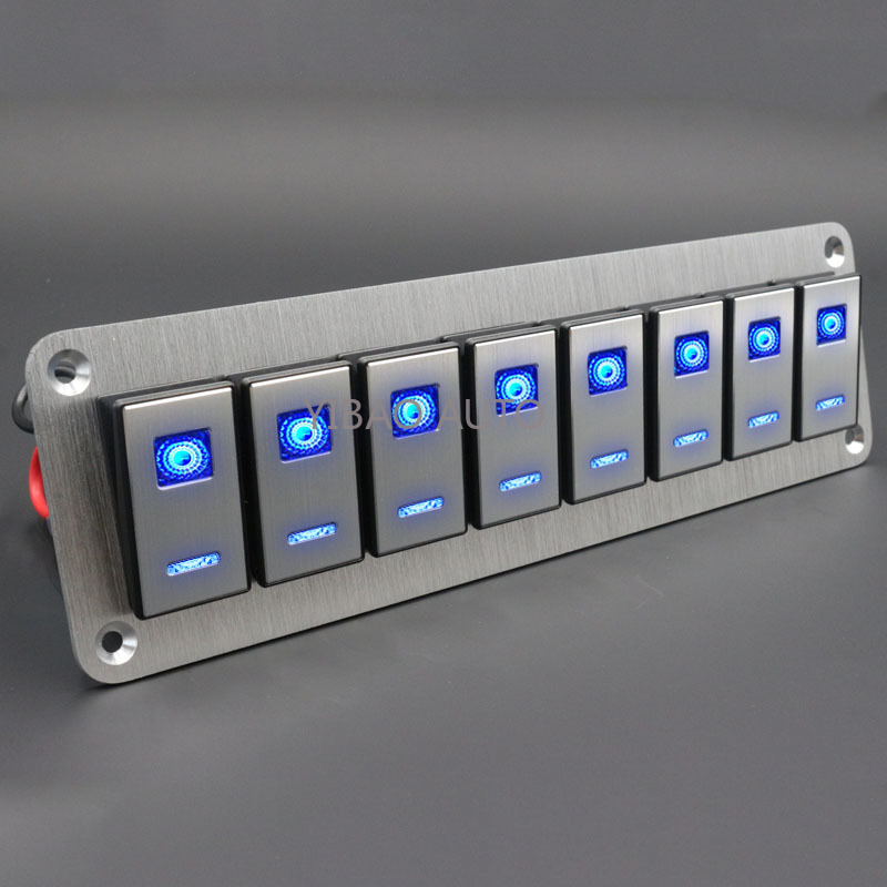 ユニバーサル RV トラック車ボートロッカースイッチパネル 8 ギャング 12V 24V マリンオンオフ 5pin トグルスイッチパネル防水コントロールパネル