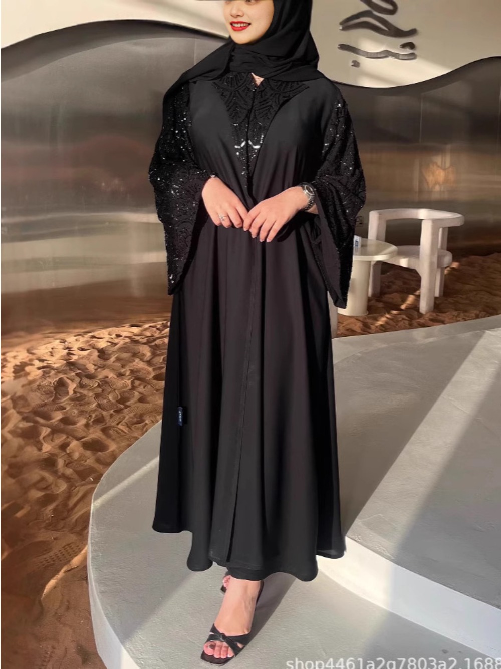 ドレスイスラム教徒の女性のスーツアバヤスカーフスパンコール Jalabiya ラマダンモロッコドバイカフタンイスラムパーティー Vestidos アラブロングローブ
