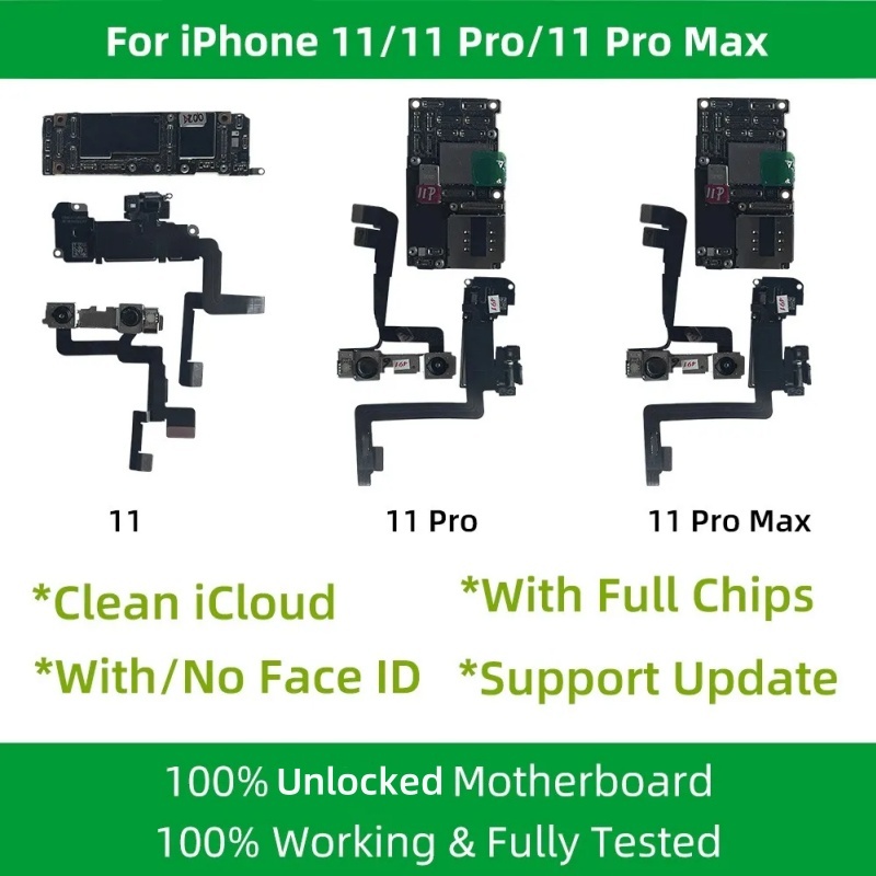 100% テスト済み iPhone 11 Pro Max マザーボード (顔 ID あり/なし) iPhone 11 Pro ロジックボード用クリーン ICloud ロック解除済みサポート アップデート