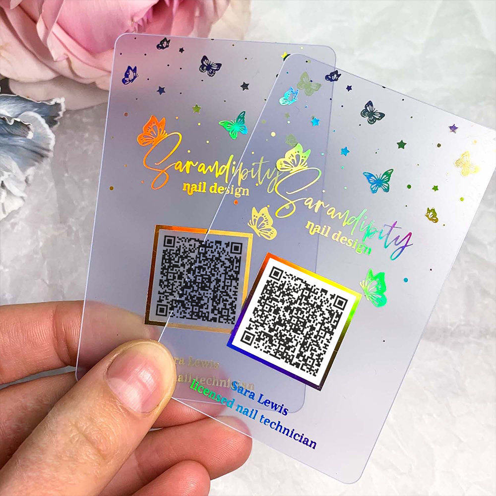 カスタム透明PVCカードプラスチック製、防水仕様、ビジネス訪問時のサンキューカード、カラフルなインク追加可能、高級ビジネス向け