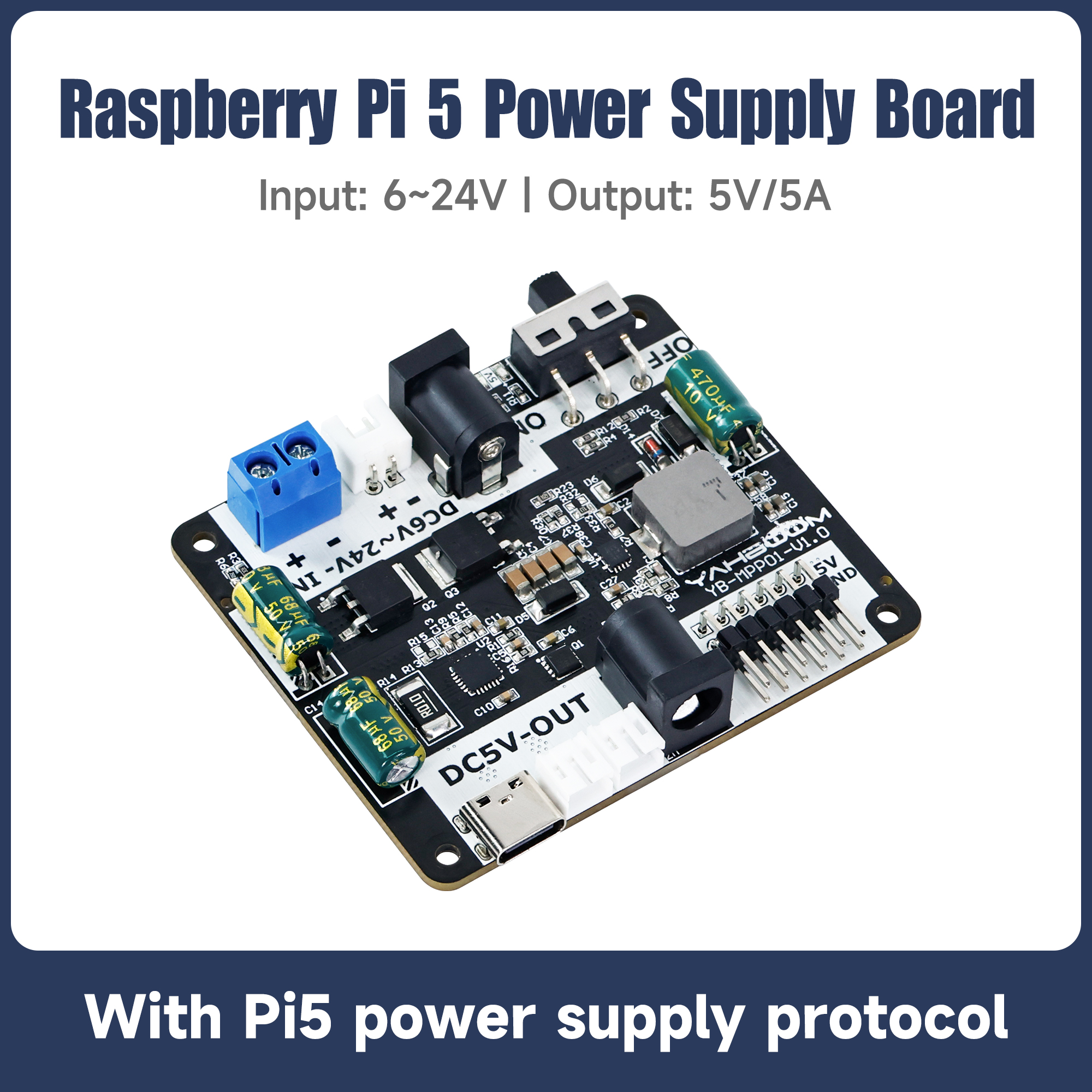 Jetson NANO STM32 ロボット キット プロジェクト用のさまざまな電源入出力インターフェイスを備えた Raspberry Pi 5 電源拡張ボード