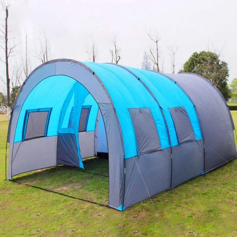 大型キャンプテント防水キャンバスグラスファイバー 8 10 家族トンネル機器屋外登山パーティーギフト Uv 保護新しい