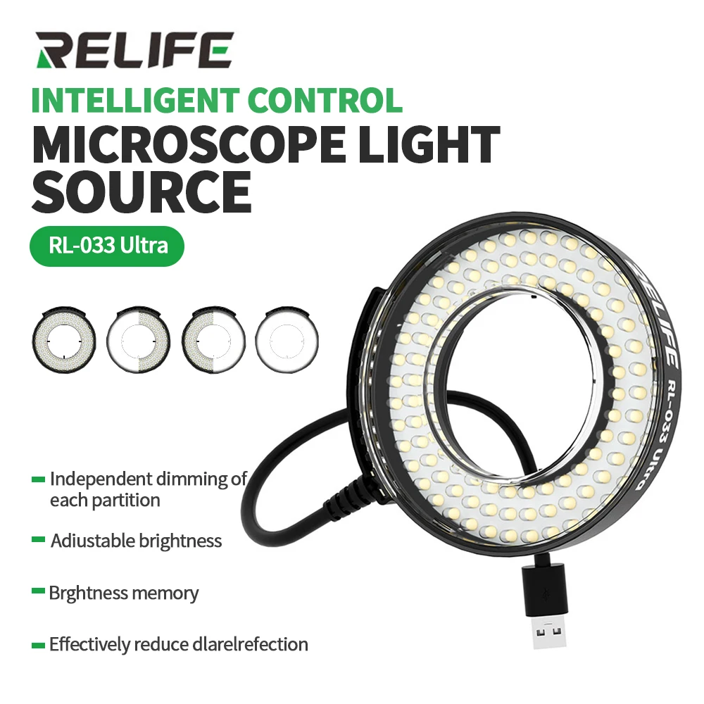 RELIFE RL-033 超インテリジェントパーティションコントロール顕微鏡光源ツール 105LED USB インターフェース最大直径 57.5 ミリメートル
