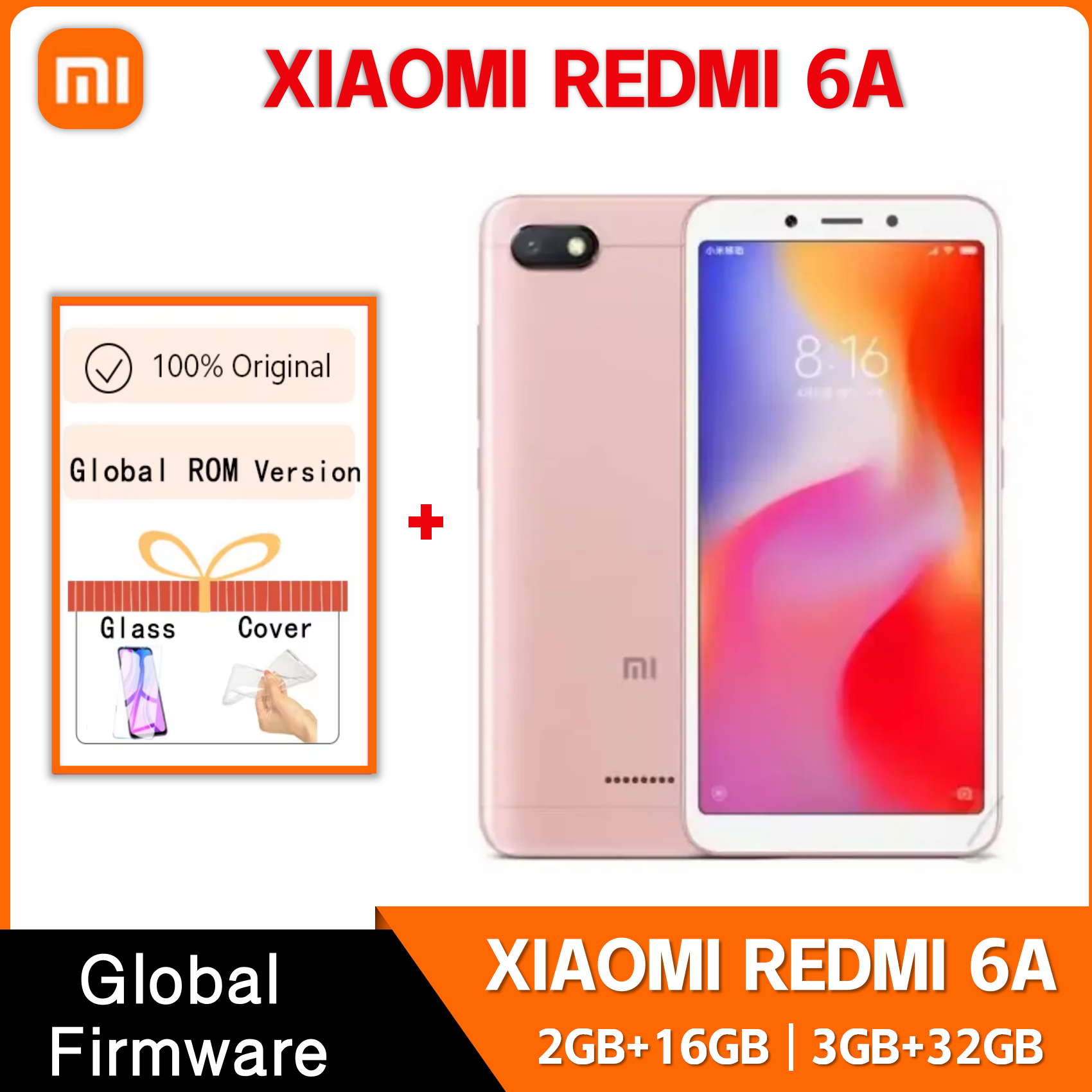 グローバル Rom オリジナル Xiaomi Redmi 6A 2GB 16GB 3GB 32GB 4G スマートフォン卸売 Xiaomi 携帯電話ロック解除 Android Google Play